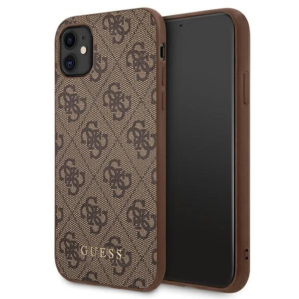 Guess 4G Metal GOLD LOGO Dėklas skirtas iPhone 11 / Xr 6.1" - Rudas Guess 4G Metal GOLD LOGO Dėklas skirtas iPhone 11 / Xr 6.1" - Rudas