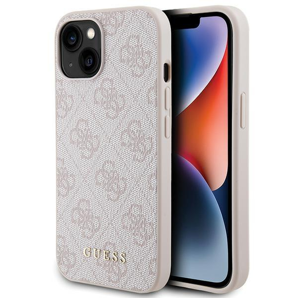 Dėklas Guess 4G Metal Auksinis Logo   iPhone 15 - Rožinis Dėklas Guess 4G Metal Auksinis Logo   iPhone 15 - Rožinis