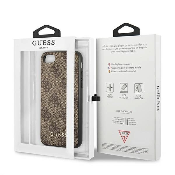 Guess 4G Metal GOLD LOGO Dėklas skirtas iPhone SE 2022 / 2020 / 7 / 8 - Rudas 7