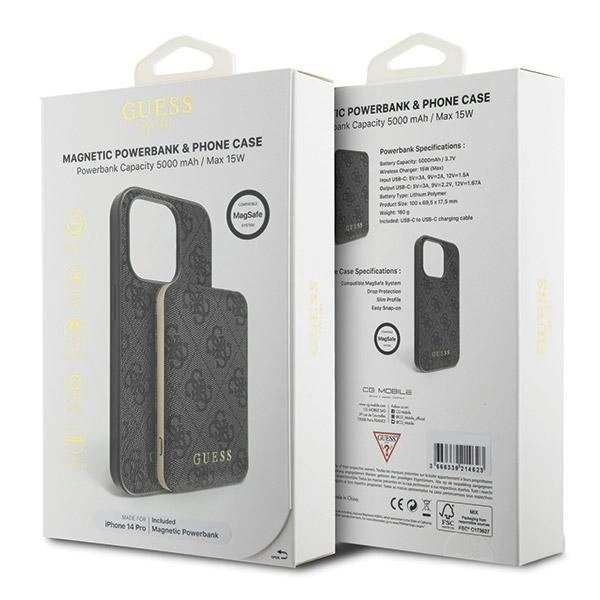 Guess 4G Metal Logo Dėklas set iPhone 14 Pro + 5000mAh MagSafe power bank - Juodas 10 Guess 4G Metal Logo Dėklas set iPhone 14 Pro + 5000mAh MagSafe power bank - Juodas 10