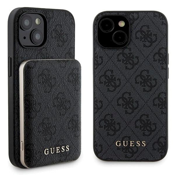 Guess 4G Metal Logo Dėklas set iPhone 15 + 5000mAh MagSafe power bank - Juodas Guess 4G Metal Logo Dėklas set iPhone 15 + 5000mAh MagSafe power bank - Juodas