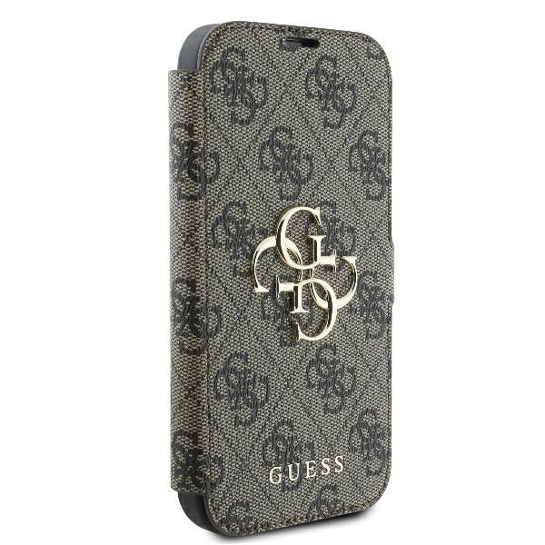 iPhone 16 Pro Guess 4G Metal Logo dėklas – rudas 3