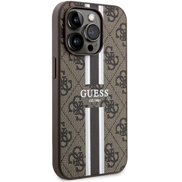 Originalus Guess dėklas 4G Printed Stripes MagSafeiPhone 15 Pro - Rudas 3 Originalus Guess dėklas 4G Printed Stripes MagSafeiPhone 15 Pro - Rudas 3