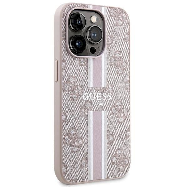 Guess 4G Printed Stripes MagSafe Dėklas iPhone 15 Pro Max - rožinis 3 Guess 4G Printed Stripes MagSafe Dėklas iPhone 15 Pro Max - rožinis 3