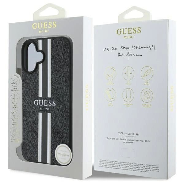 Dėklas Guess 4G Printed Stripes MagSafe iPhone 16 - Juodas 7 Dėklas Guess 4G Printed Stripes MagSafe iPhone 16 - Juodas 7