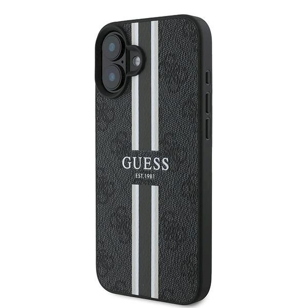 Guess 4G Printed Stripes MagSafe Dėklas iPhone 16 Plus - juodas 1 Guess 4G Printed Stripes MagSafe Dėklas iPhone 16 Plus - juodas 1