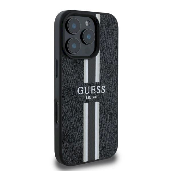 Guess 4G Printed Stripes MagSafe Dėklas iPhone 16 Pro - juodas 3 Guess 4G Printed Stripes MagSafe Dėklas iPhone 16 Pro - juodas 3