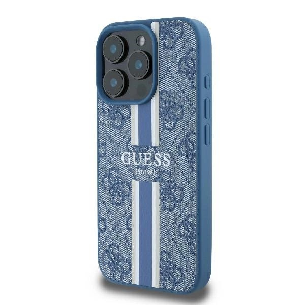 iPhone 16 Pro – Guess 4G Printed Stripes MagSafe dėklas - Mėlynas 1 iPhone 16 Pro – Guess 4G Printed Stripes MagSafe dėklas - Mėlynas 1