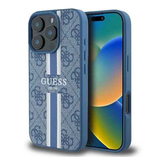 iPhone 16 Pro – Guess 4G Printed Stripes MagSafe dėklas - Mėlynas iPhone 16 Pro – Guess 4G Printed Stripes MagSafe dėklas - Mėlynas