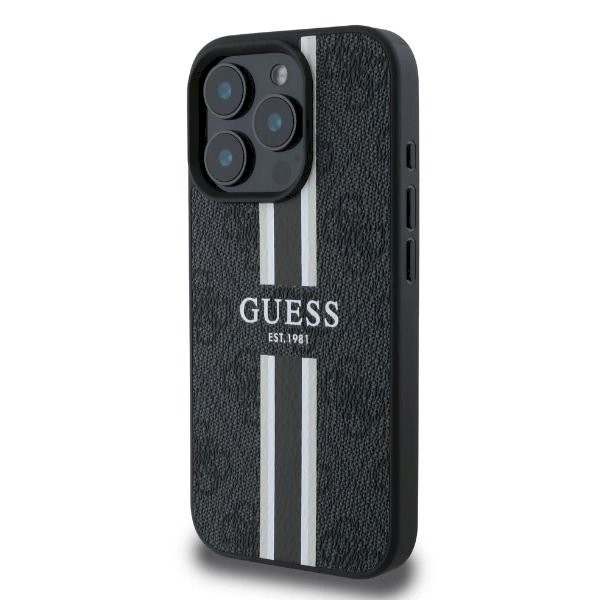 Guess 4G Printed Stripes MagSafe Dėklas iPhone 16 Pro Max - juodas 2 Guess 4G Printed Stripes MagSafe Dėklas iPhone 16 Pro Max - juodas 2
