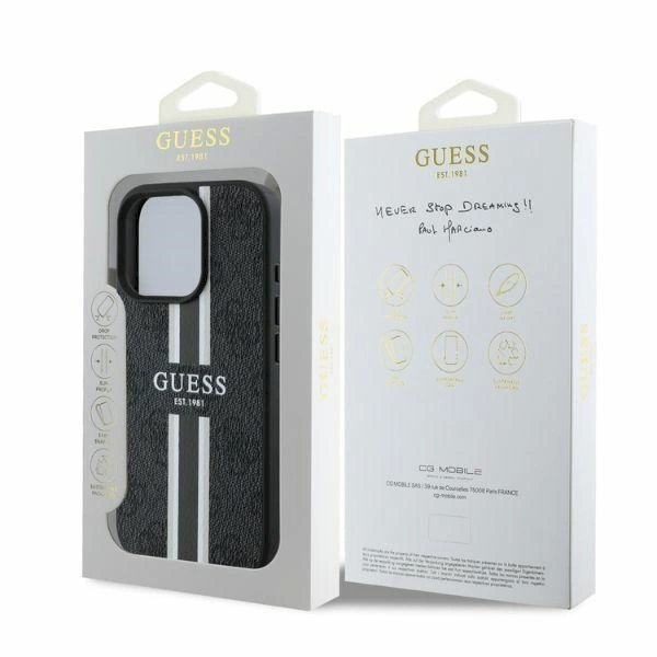Guess 4G Printed Stripes MagSafe Dėklas iPhone 16 Pro Max - juodas 5 Guess 4G Printed Stripes MagSafe Dėklas iPhone 16 Pro Max - juodas 5