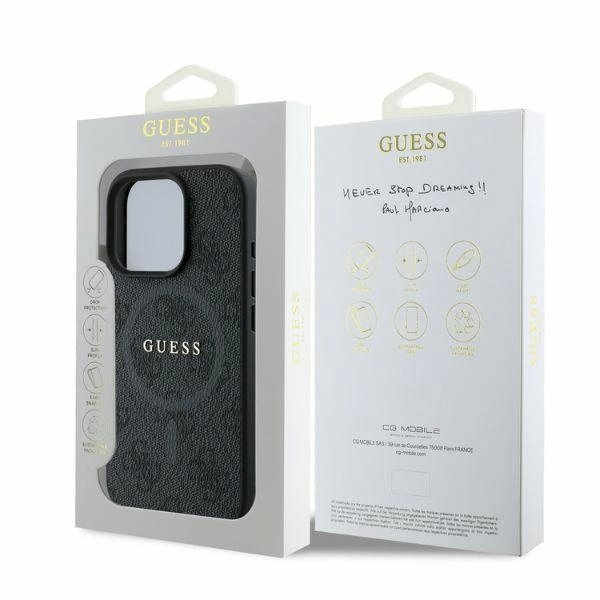 iPhone 16 Pro – Guess 4G Ring Classic Logo MagSafe dėklas - Juodas 3