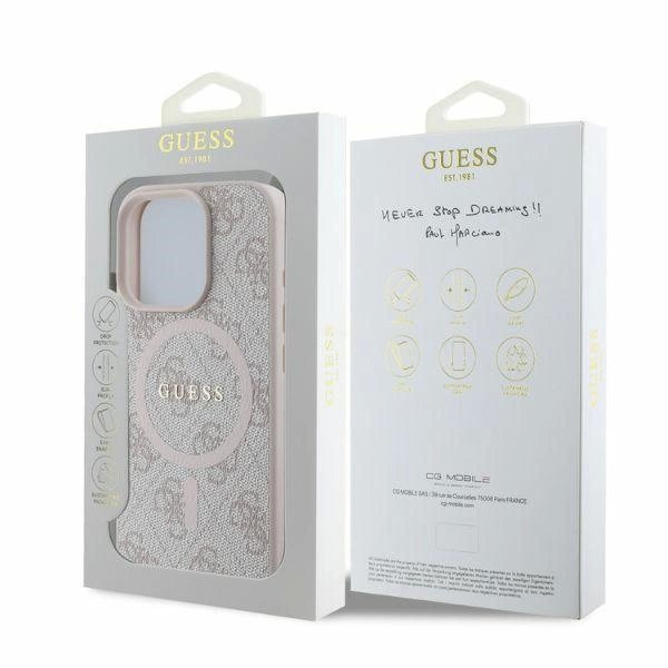 Guess 4G Ring Classic Logo MagSafe Dėklas iPhone 16 Pro Max - rožinis 3 Guess 4G Ring Classic Logo MagSafe Dėklas iPhone 16 Pro Max - rožinis 3