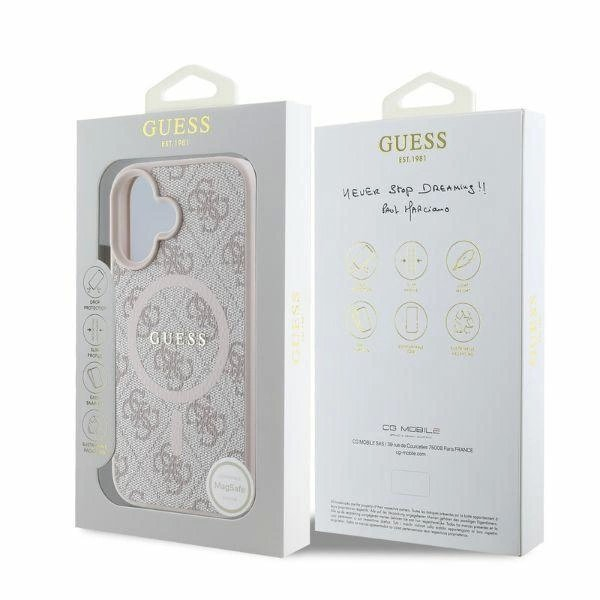 Guess 4G Ring Classic Logo MagSafe iPhone 16 Dėklas - rožinis 3 Guess 4G Ring Classic Logo MagSafe iPhone 16 Dėklas - rožinis 3
