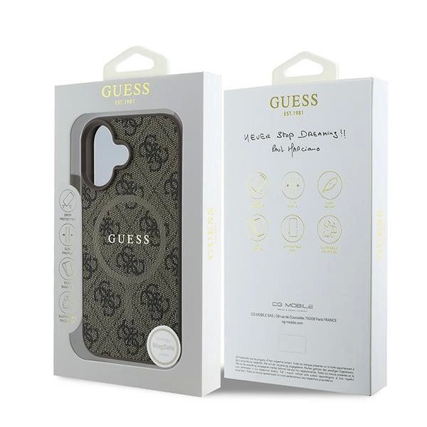 Guess 4G Ring Classic Logo MagSafe iPhone 16 Plus Dėklas - rudas 7 Guess 4G Ring Classic Logo MagSafe iPhone 16 Plus Dėklas - rudas 7
