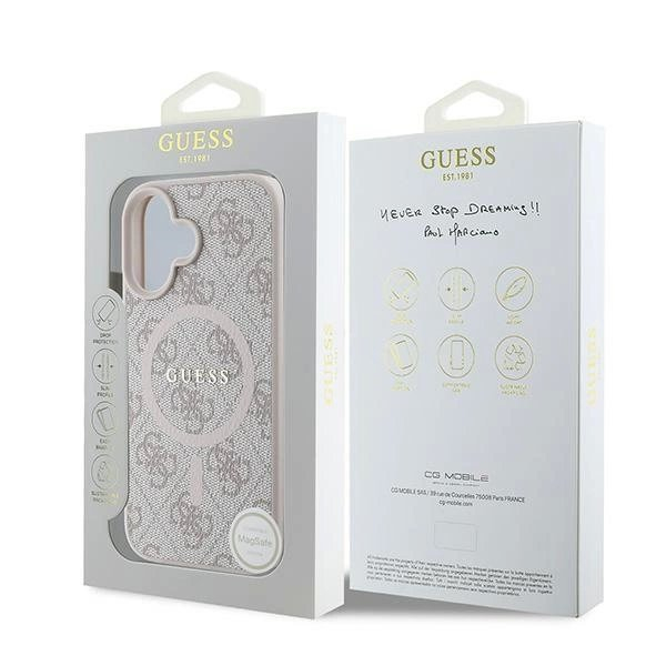 Guess 4G Ring Classic Logo MagSafe iPhone 16 Plus Dėklas - rožinis 7 Guess 4G Ring Classic Logo MagSafe iPhone 16 Plus Dėklas - rožinis 7