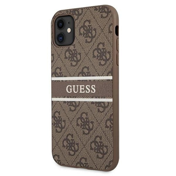 Guess 4G Stripe Dėklas skirtas iPhone 11 / Xr 6.1" - Rudas 1 Guess 4G Stripe Dėklas skirtas iPhone 11 / Xr 6.1" - Rudas 1