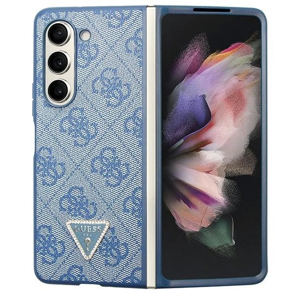 Guess 4G Triangle Strass Dėklas skirtas Samsung Galaxy Z Fold 5 - Mėlynas Guess 4G Triangle Strass Dėklas skirtas Samsung Galaxy Z Fold 5 - Mėlynas