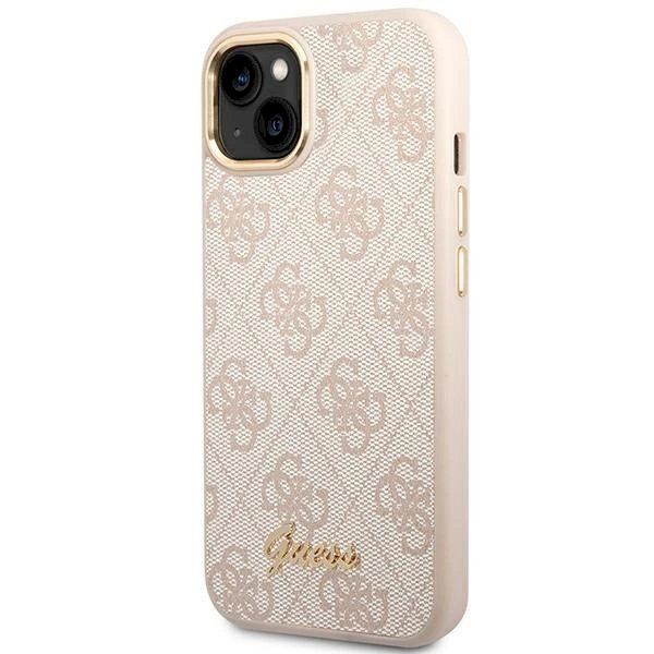 Guess 4G Vintage Gold Logo Dėklas iPhone 14 - Rožinis 1