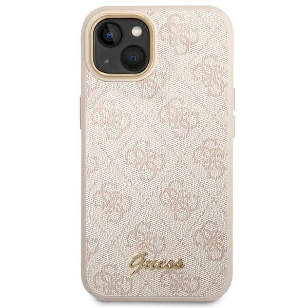 Guess 4G Vintage Gold Logo Dėklas iPhone 14 - Rožinis 2 Guess 4G Vintage Gold Logo Dėklas iPhone 14 - Rožinis 2