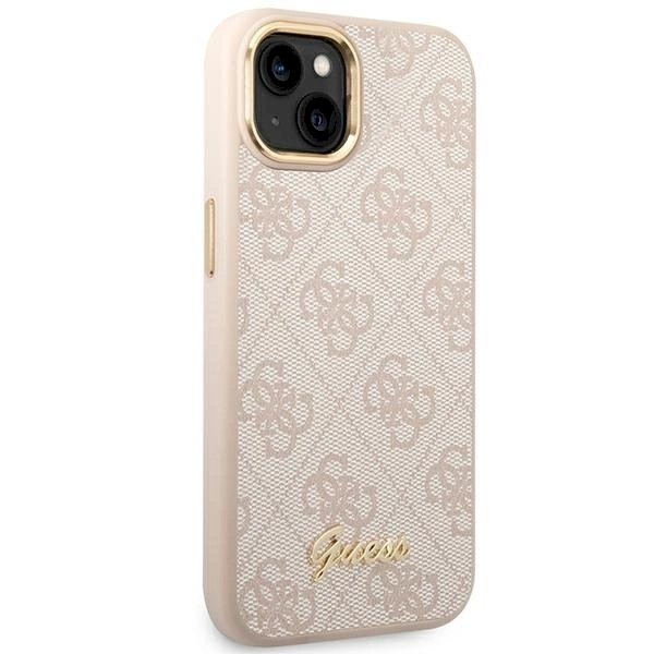 Guess 4G Vintage Gold Logo Dėklas iPhone 14 - Rožinis 3 Guess 4G Vintage Gold Logo Dėklas iPhone 14 - Rožinis 3
