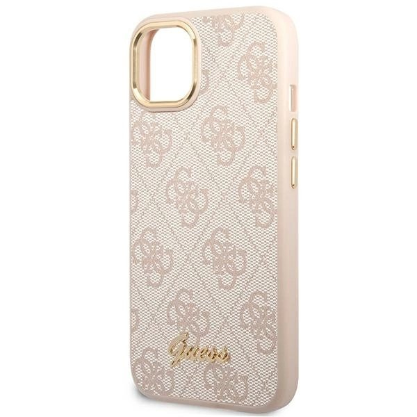 Guess 4G Vintage Gold Logo Dėklas iPhone 14 - Rožinis 5