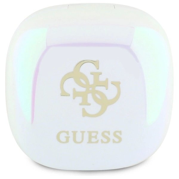 Belaidės ausinės Guess GUTWSJ144ESH TWS + įkrovimo stotelė – baltos, Iridescent 4G Printed Logo 2