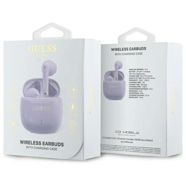 Guess GUTWSJ14ESGU TWS Bluetooth ausinės + įkrovimo stotelė – violetinės/violetinės su klasikiniais logotipais 3 Guess GUTWSJ14ESGU TWS Bluetooth ausinės + įkrovimo stotelė – violetinės/violetinės su klasikiniais logotipais 3