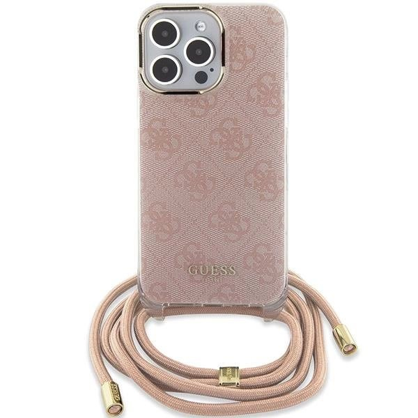 Dėklas Guess Crossbody Cord 4G Print case for iPhone 15 Pro - Rožinis 1 Dėklas Guess Crossbody Cord 4G Print case for iPhone 15 Pro - Rožinis 1