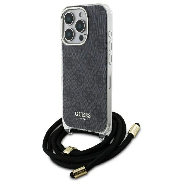 Dėklas Guess Crossbody Cord 4G Print iPhone 16 Pro Max - Juodas Dėklas Guess Crossbody Cord 4G Print iPhone 16 Pro Max - Juodas