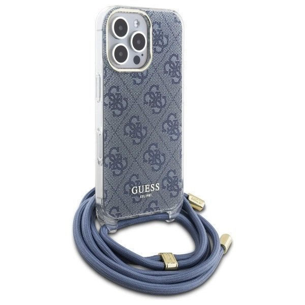 Dėklas Guess Crossbody Cord 4G Print with Lanyard for iPhone 16 Pro - Mėlynas 2 Dėklas Guess Crossbody Cord 4G Print with Lanyard for iPhone 16 Pro - Mėlynas 2