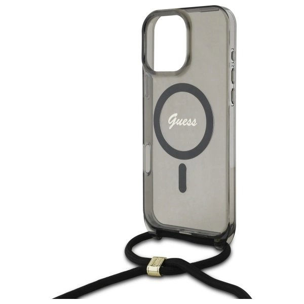 Dėklas Guess Crossbody Cord Script MagSafe iPhone 16 Pro - Juodas 4 Dėklas Guess Crossbody Cord Script MagSafe iPhone 16 Pro - Juodas 4