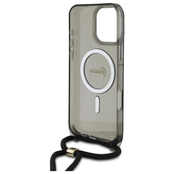 Dėklas Guess Crossbody Cord Script MagSafe  iPhone 16 Pro Max - Juodas 5 Dėklas Guess Crossbody Cord Script MagSafe  iPhone 16 Pro Max - Juodas 5