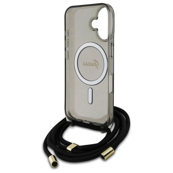 Dėklas Guess Crossbody Cord Script MagSafe iPhone 16 - Juodas 5 Dėklas Guess Crossbody Cord Script MagSafe iPhone 16 - Juodas 5