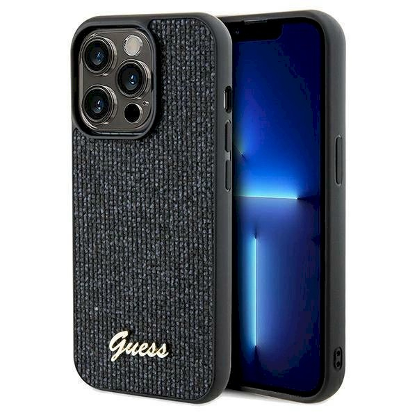 Originalus Guess dėklas Disco Metal ScriptiPhone 14 Pro - Juodas Originalus Guess dėklas Disco Metal ScriptiPhone 14 Pro - Juodas