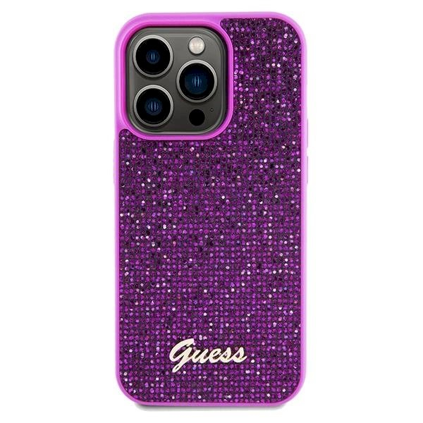 Originalus Guess dėklas Disco Metal ScriptiPhone 14 Pro - fuchsia 2 Originalus Guess dėklas Disco Metal ScriptiPhone 14 Pro - fuchsia 2