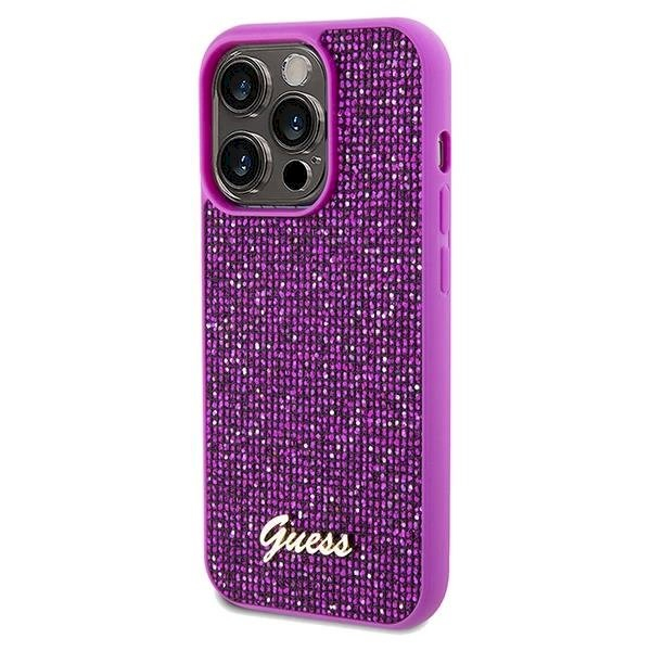 Originalus Guess dėklas Disco Metal ScriptiPhone 14 Pro Max - fuchsia 1 Originalus Guess dėklas Disco Metal ScriptiPhone 14 Pro Max - fuchsia 1