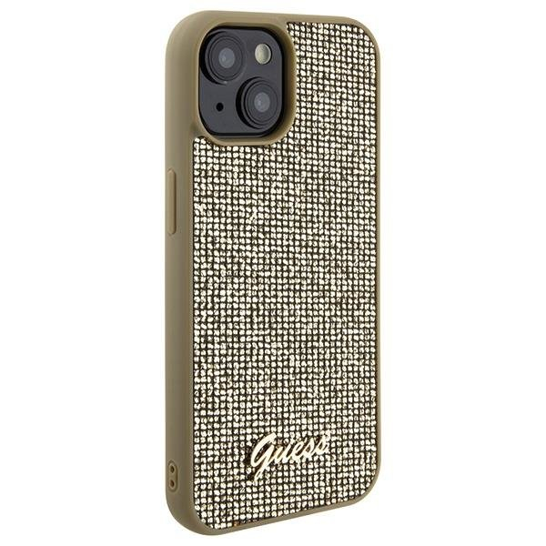 Dėklas Guess Disco Metal Script   iPhone 15 - Auksinis 3 Dėklas Guess Disco Metal Script   iPhone 15 - Auksinis 3