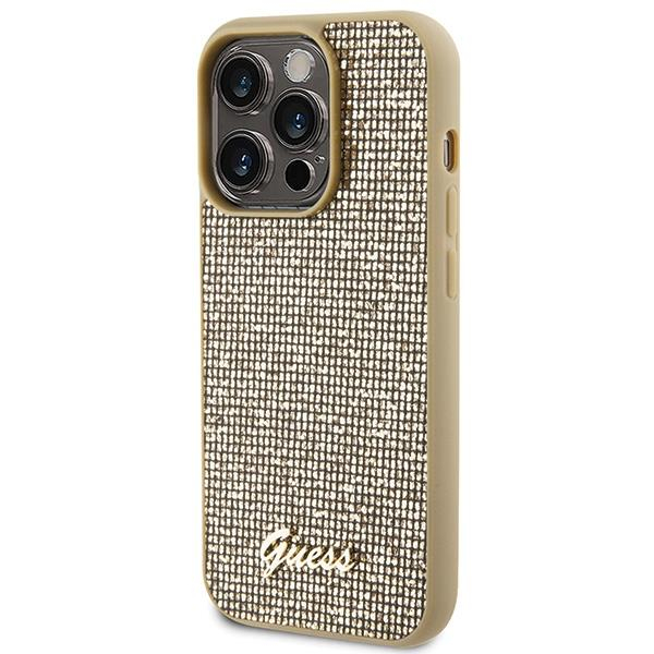Dėklas Guess Disco Metal Script iPhone 15 Pro - Auksinis 1 Dėklas Guess Disco Metal Script iPhone 15 Pro - Auksinis 1