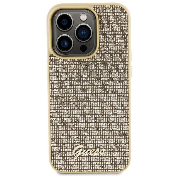 Dėklas Guess Disco Metal Script iPhone 15 Pro - Auksinis 2 Dėklas Guess Disco Metal Script iPhone 15 Pro - Auksinis 2