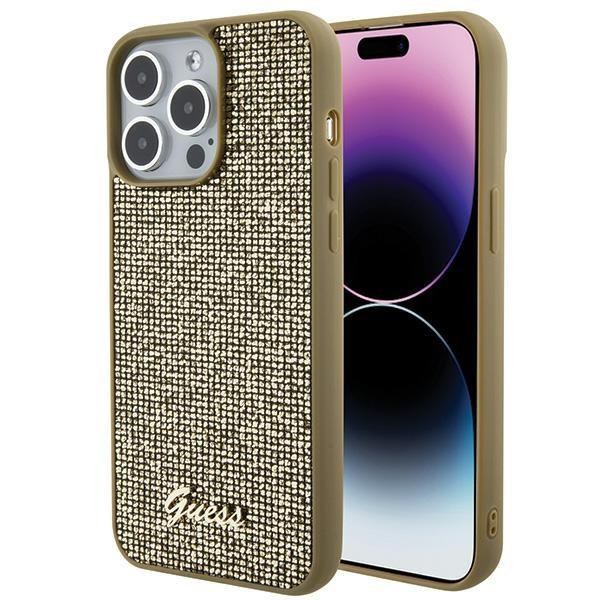 Dėklas Guess Disco Metal Script iPhone 15 Pro Max - Auksinis Dėklas Guess Disco Metal Script iPhone 15 Pro Max - Auksinis