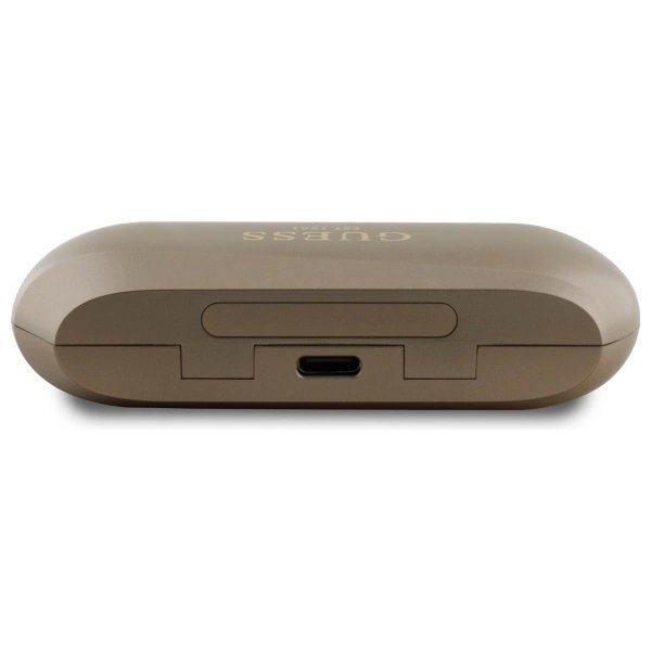 Belaidės ausinės Guess Elongated Metallic Printed Logo TWS + įkrovimo stotelė – auksinės 3