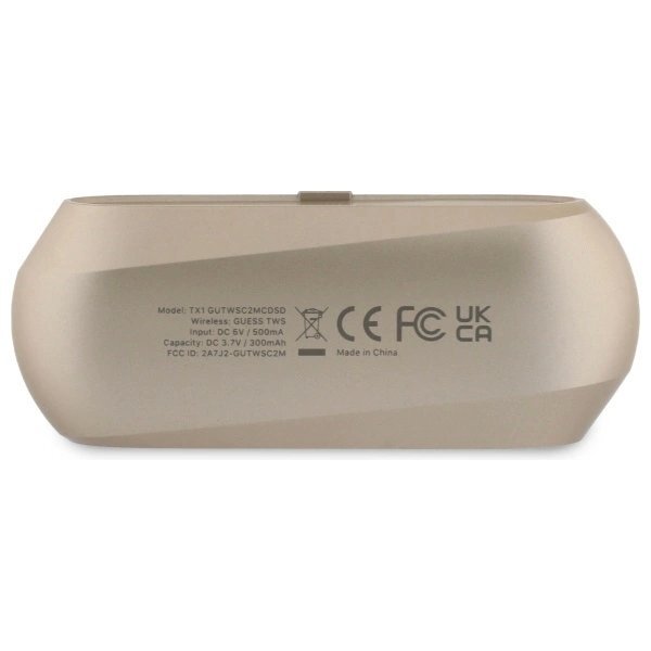 Belaidės ausinės Guess Elongated Metallic Printed Logo TWS + įkrovimo stotelė – auksinės 4