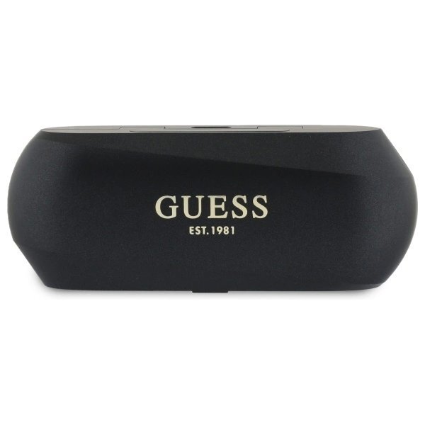 Belaidės ausinės Guess Elongated Metallic Printed Logo TWS + įkrovimo stotelė – juodos 1