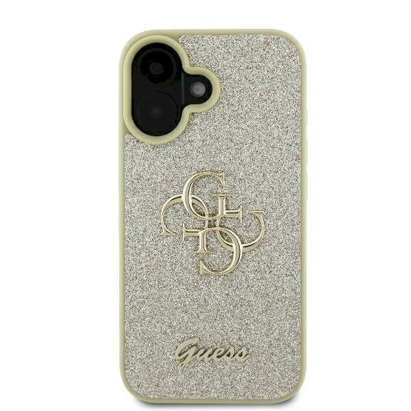 Guess Fixed Glitter Big 4G Dėklas iPhone 16 Plus - auksinis 2 Guess Fixed Glitter Big 4G Dėklas iPhone 16 Plus - auksinis 2