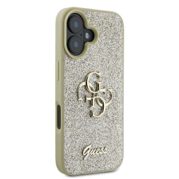 Guess Fixed Glitter Big 4G Dėklas iPhone 16 Plus - auksinis 3 Guess Fixed Glitter Big 4G Dėklas iPhone 16 Plus - auksinis 3