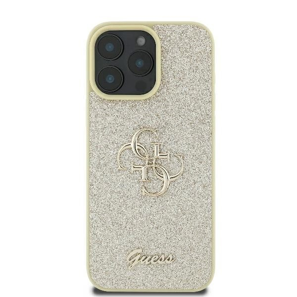 iPhone 16 Pro – Guess Fixed Glitter Big 4G dėklas - Auksinis 2