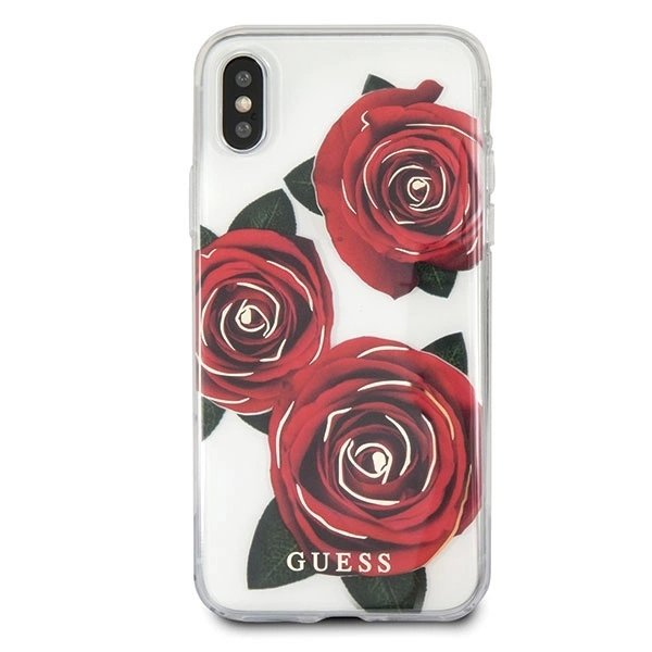 Guess Flower Desire Raudonas Rose iPhone X Dėklas - Permatomas 4 Guess Flower Desire Raudonas Rose iPhone X Dėklas - Permatomas 4