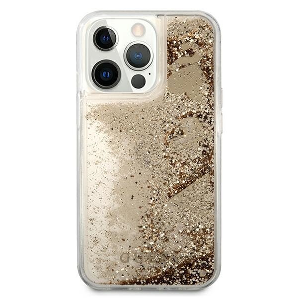 iPhone 13 Pro Guess Glitter Charms dėklas – auksinis 2