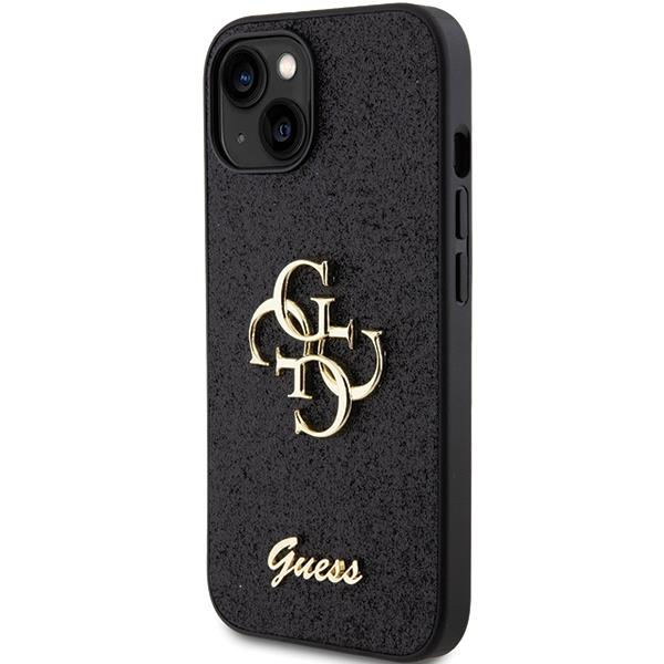 Originalus dėklas Guess Glitter Script Big 4G case skirta iPhone 15 - Juodas 1 Originalus dėklas Guess Glitter Script Big 4G case skirta iPhone 15 - Juodas 1